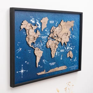 Rustikale Wanddekoration für Esszimmer, Reise Dekor, Holz Welt Karte für Spielzimmer, Geschenk für Brautpaar, neues Zuhause Minimalistisches Geschenk