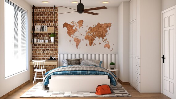 Christmas World Map Wall Art Travel Push Pin Map Of The World Wanderlust Birthday Gift For Boyfriend Husband Wall Wood Home Decor Rustic