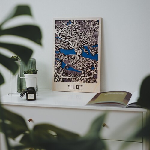 Wooden Map of Your City | Unique Personalized Gift for Husband | Housewarming Gift for New Home | Modern Wall Decor Art | Custom City Maps