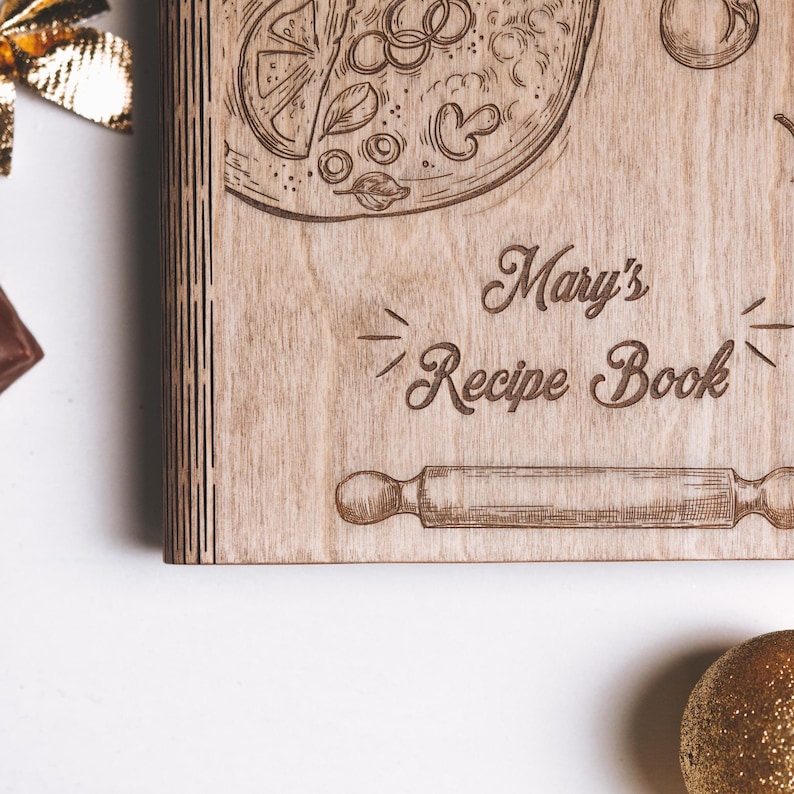 Recipe Book Wooden Binder, Personalized Gifts for Her, Mom Birthday Gifts, Custom Cookbook, Home Kitchen Gift for Women Bild 12