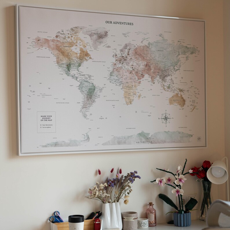 Places You've Been World Map, Detailed Push Pin Travel Map Visited Countries image 19