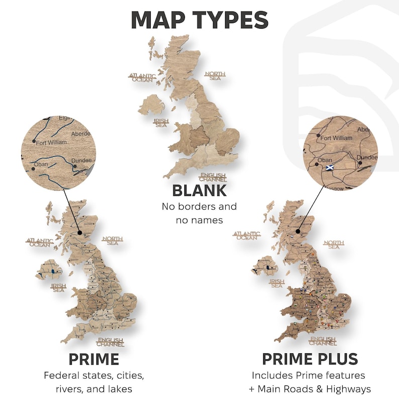 Prime Innerlands Map UK Сountries Map, 3D British Islands Map, Push Pin United Kingdom Wall ...