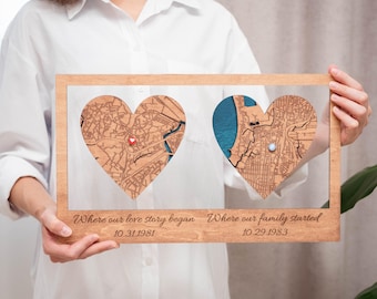 Mapa 3D de la ciudad con ubicación personalizada, Mapa del lugar donde nos conocimos, Regalo de boda