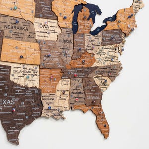 US Reisekarte, 3D Karte der Vereinigten Staaten, USA Karte, Hölzerne Wandkarte, Geschenk zur Geburt, Geburtstagsgeschenk, GiveTheWood