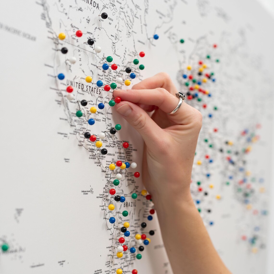 Push Pin Mini World Travel Map, Countries Labeled, Personalizable ...