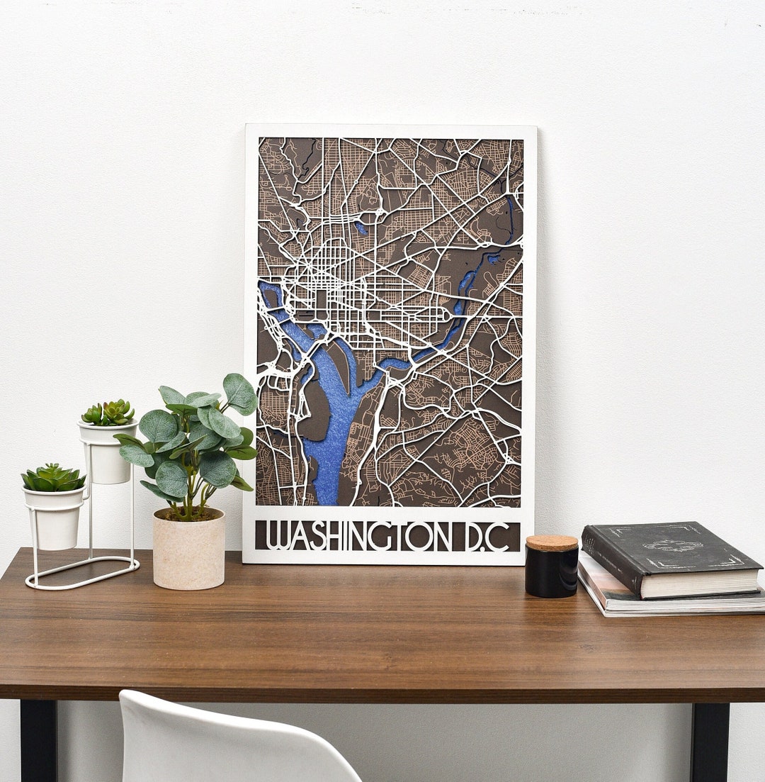 3D Wooden Map of Washington, Custom Map of Your City, Personalized ...