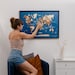 World Map Wall Art, Framed Wall Decor, 3D Wood Map on Board, 5th Anniversary Gift Girlfriend, First Home, Housewarming Gift, Enjoy The Wood 
