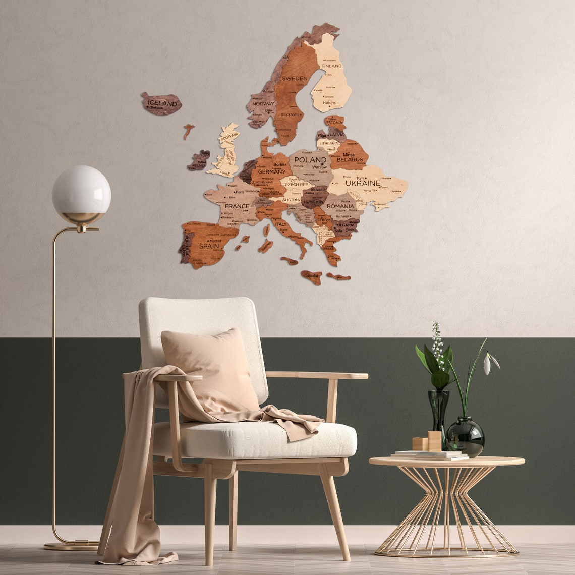 3D Europa Karte Wandkarte aus Holz Schlafzimmer | Etsy