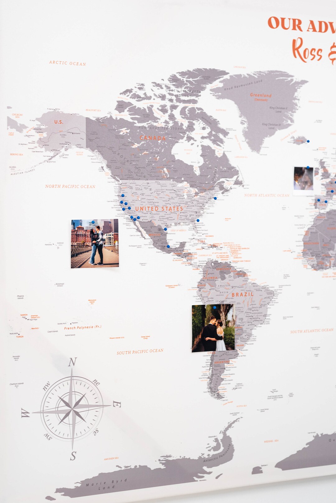 World Tracker World Map Push Pin, Large Travel Tracker Wall Art Pin Board to Mark ...