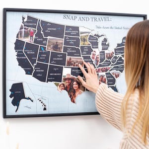 Handmade USA Photo Map, Custom US Wall Art, Home Decor for American Interiors, Personalized Travel Gift, Family Collage Picture Gift Idea