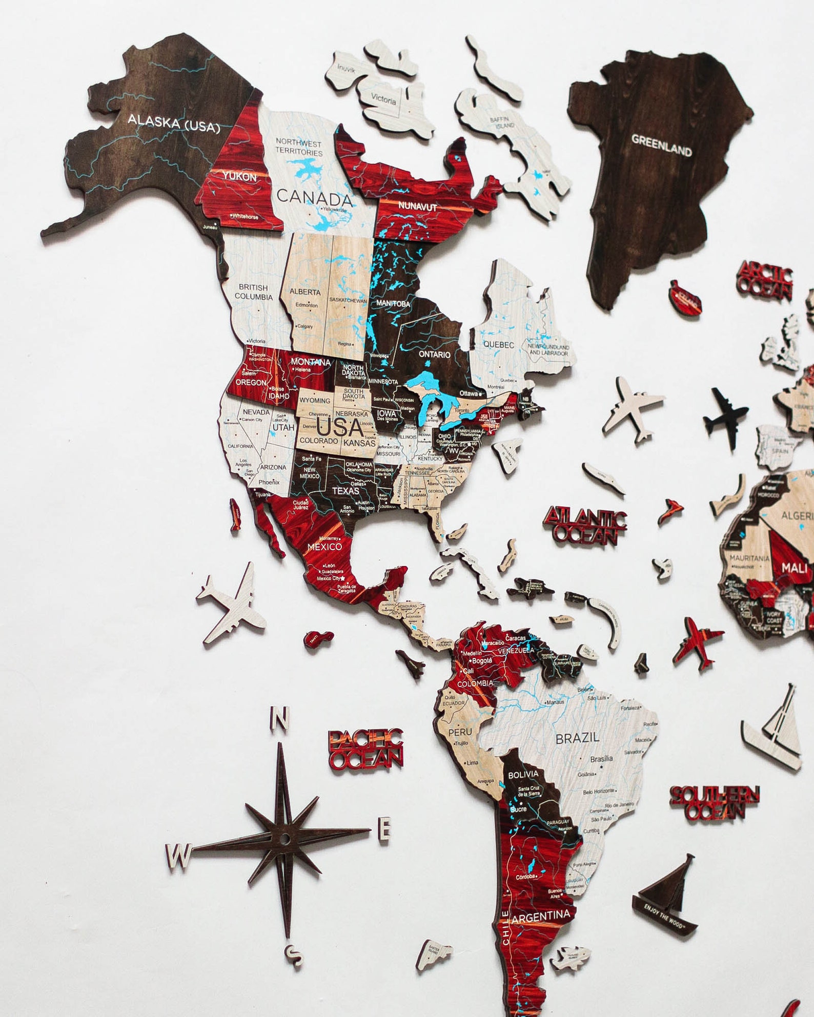 Wooden World Map Wall Art Wooden Decor Housewarming Gift | Etsy