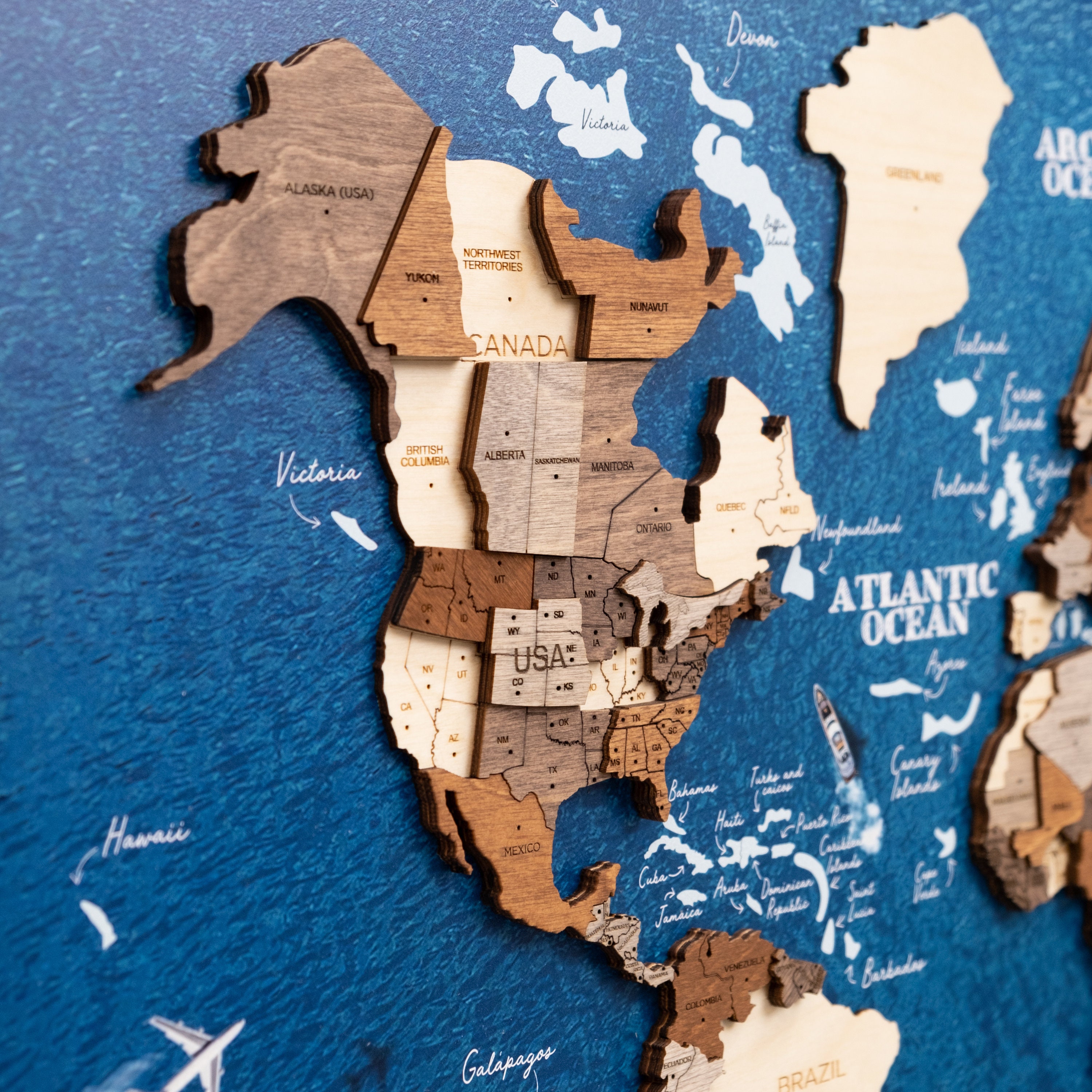 3D Wooden World Map Multicolor – Awesometik