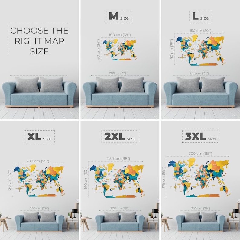 3D Bright World Map, Wooden Map for Home or Office, Wall Wooden Decor by Enjoy The Wood, 3D World Map with Push Pins of Countries or Planes image 9