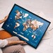 World Map Wall Art Framed Wall Decor 3D Wood Map on Board, 5th Anniversary Gift for Husband, Wedding Gift, Housewarming Gift, Enjoy The Wood