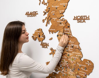 3D-väggkarta över Storbritannien, väggdekoration för resor, detaljerad karta över Storbritannien, heminredning för Storbritannien, unik present till par, presentidé för rumsinredning