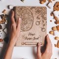 Recipe Book Wooden Binder, Personalized Gifts for Her, Custom Cookbook, Mom Birthday Gift, Home Kitchen Gift for Women, Mother's Day Gift product logo