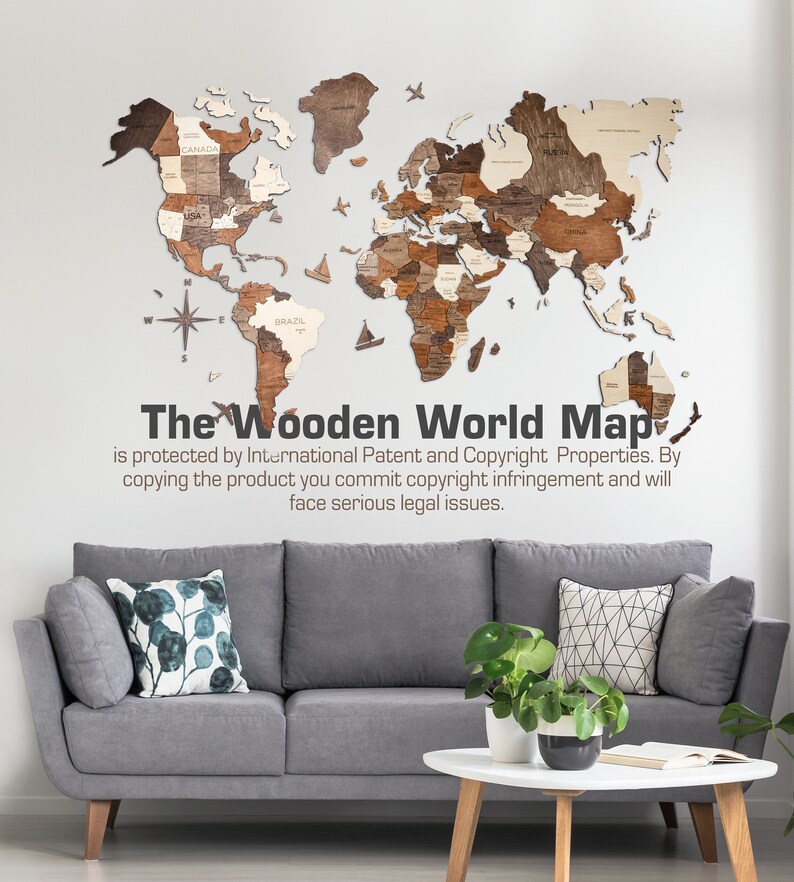 Wooden World Map Housewarming New Home Gift Push Pins Rustic Wall Decor Personalized Gift Home Art Farmhouse Wedding Gift for Couple