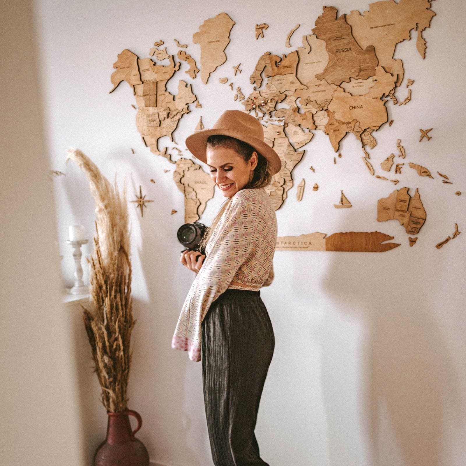 Wooden World Map Enjoy The Wood, Home Decor, World Map Wall Art