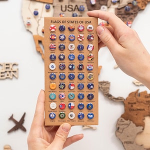 Pin's drapeaux des États-Unis pour carte murale en bois pour tableau en liège
