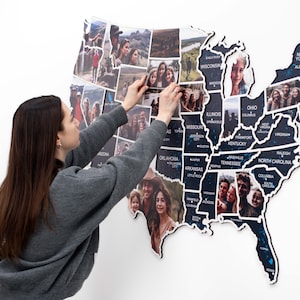 USA Karte aus Holz, Fotowand-Dekor, personalisiertes Geschenk für Familie, Reise-Tracker-Karte, Geburtstagsgeschenk für Abenteurer, neues Zuhause Geschenk