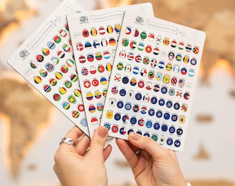 Houten bedrukte vlagstickers voor wereldkaart, add-ons voor kaart van EnjoyTheWood