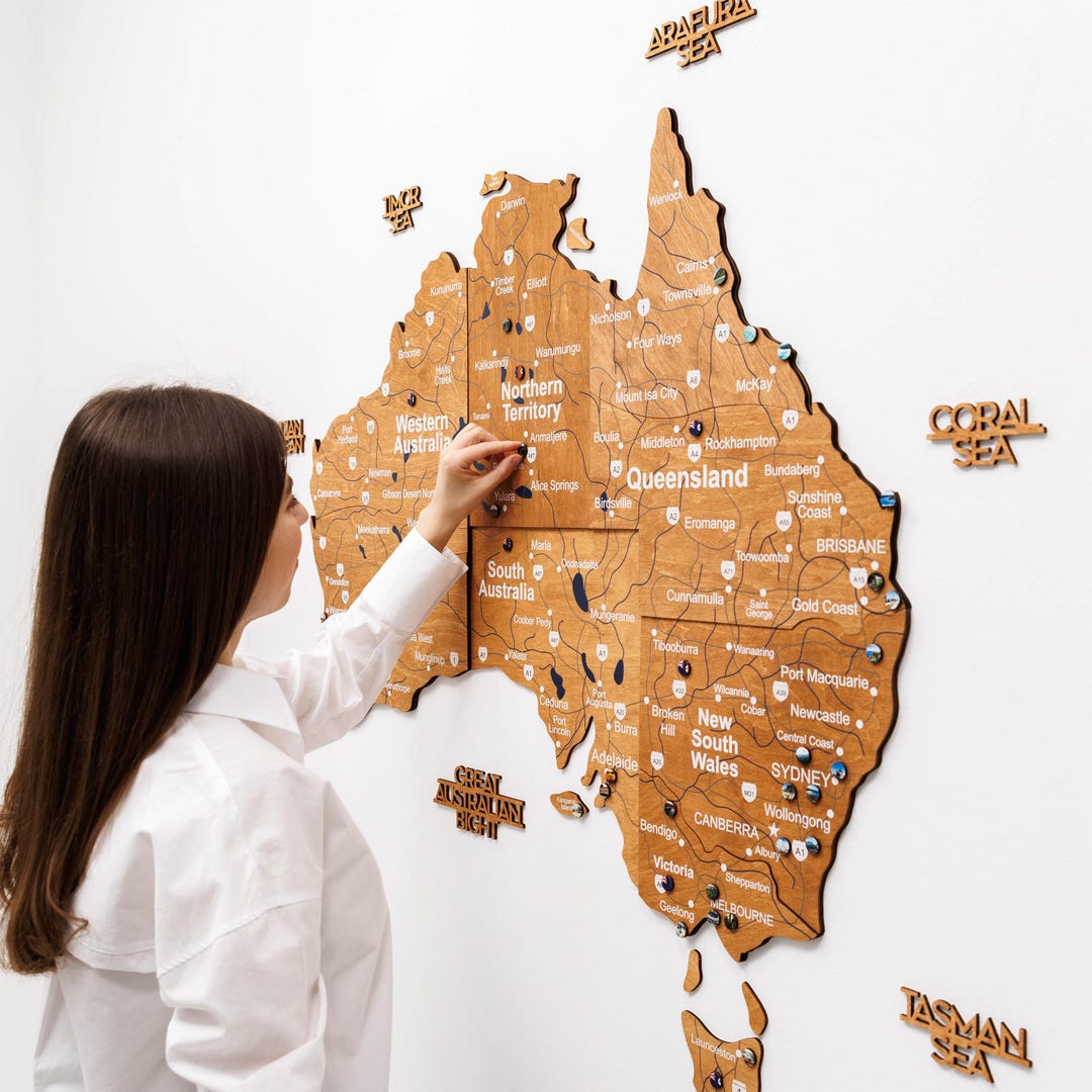 Rustic Map Australia Rustic Wooden Australia Map, Living Room Accent Decor, Travel Lover ...