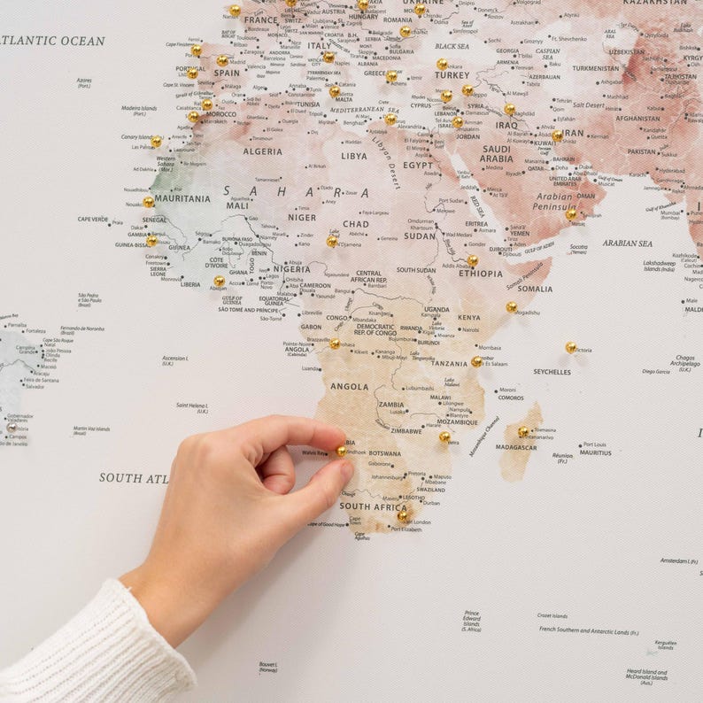Places You've Been World Map, Detailed Push Pin Travel Map Visited Countries image 15