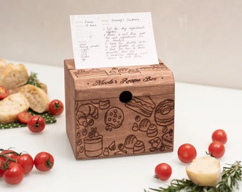 Personalisierte Rezeptbox, Muttertagsgeschenk, Rezeptbox, Rezeptkarten, Benutzerdefinierte Kartenbox, Kochgeschenk, Rezepte Aufbewahrung, Küchengeschenk Mom