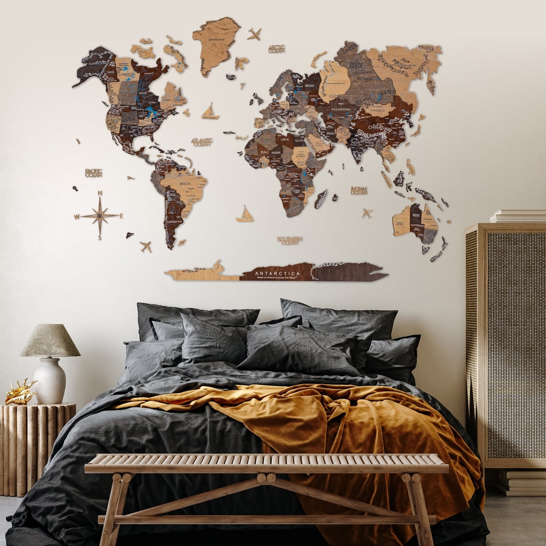 Wall Decor World Map Push Pin Places You've Been Etsy 日本