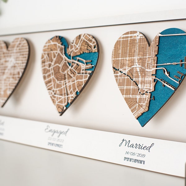 Wedding Anniversary Gifts, Custom Location Map Heart Design, Personalized Gift for Him, Her, Gift for Couple, Any City Map, Home Decor