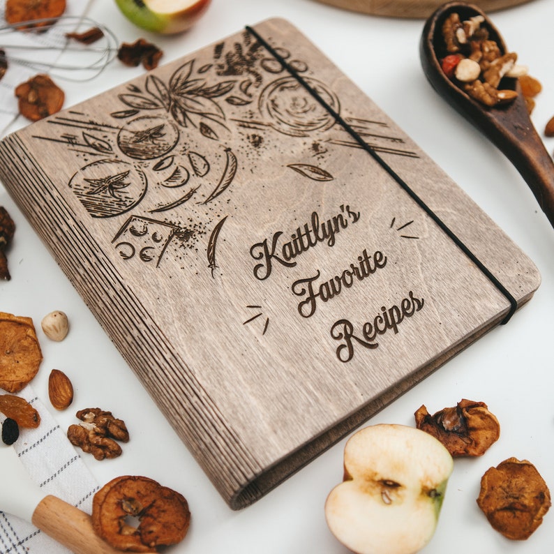 Bridal Shower Gifts for Her Recipe Book Custom Cookbook Wood Etsy