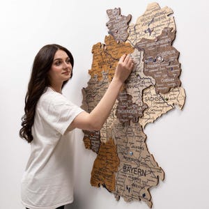 Germany Map 3D Wooden Wall Map Home Decor Wall Art Holzkarte Deutschland, Housewarming Gifts, Anniversary Gift, EnjoyTheWood