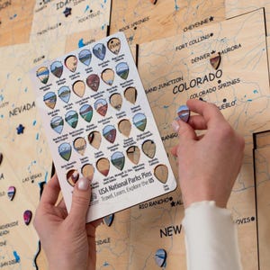 Stickers nationale parken checklist voor kaart van de Verenigde Staten