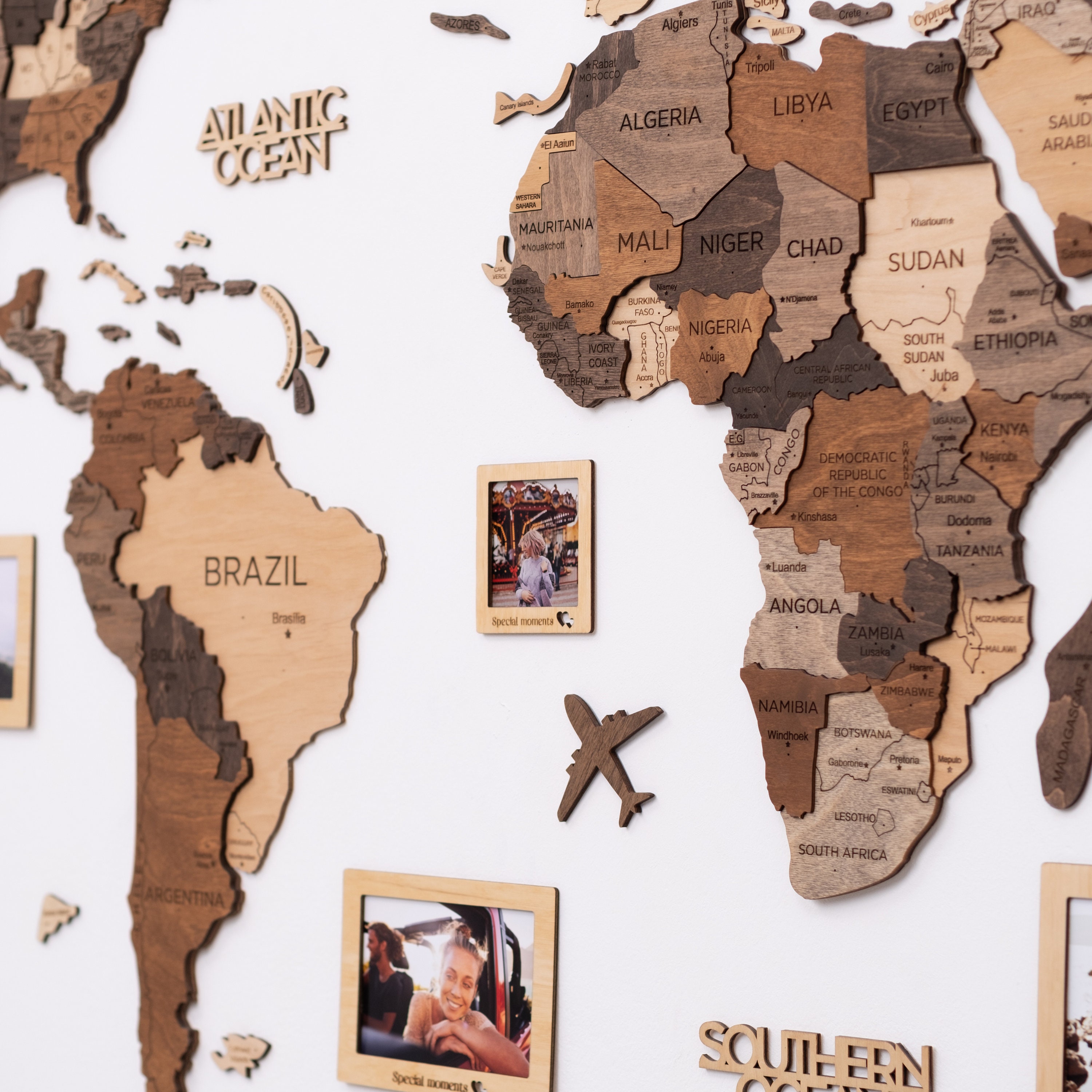 Mapamundi de madera para tu hogar  Muestra tu pasión por los viajes –  Wooden World Map