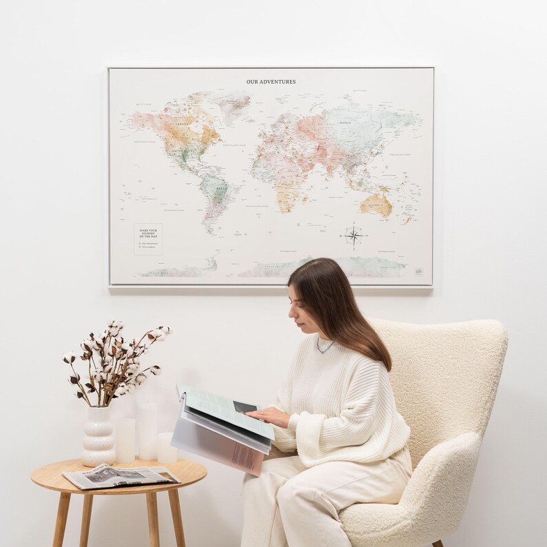 Places You've Been World Map, Detailed Push Pin Travel Map Visited Countries image 11