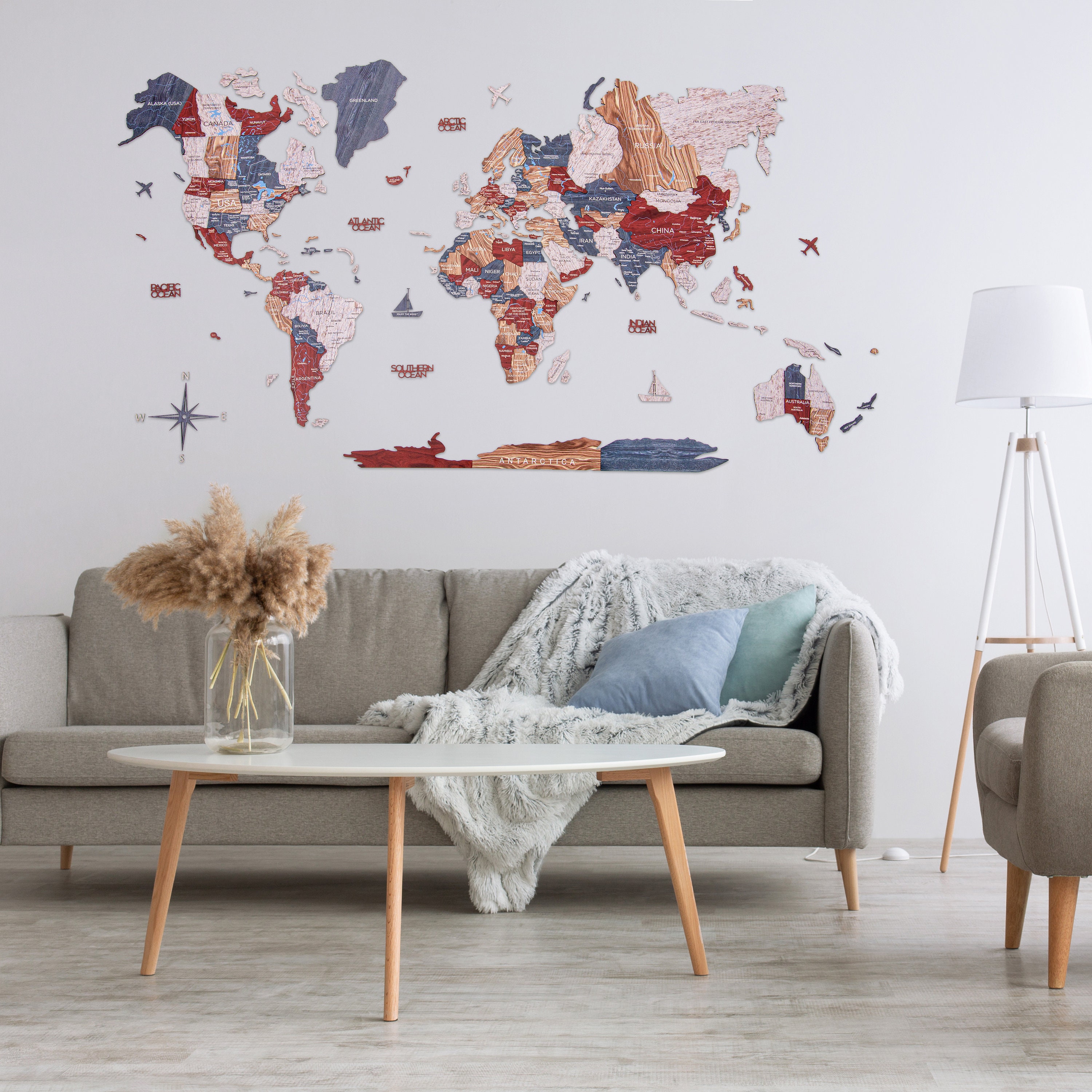 Wooden Map Wall Travel Art by Enjoy The Wood Wall Decor  Etsy