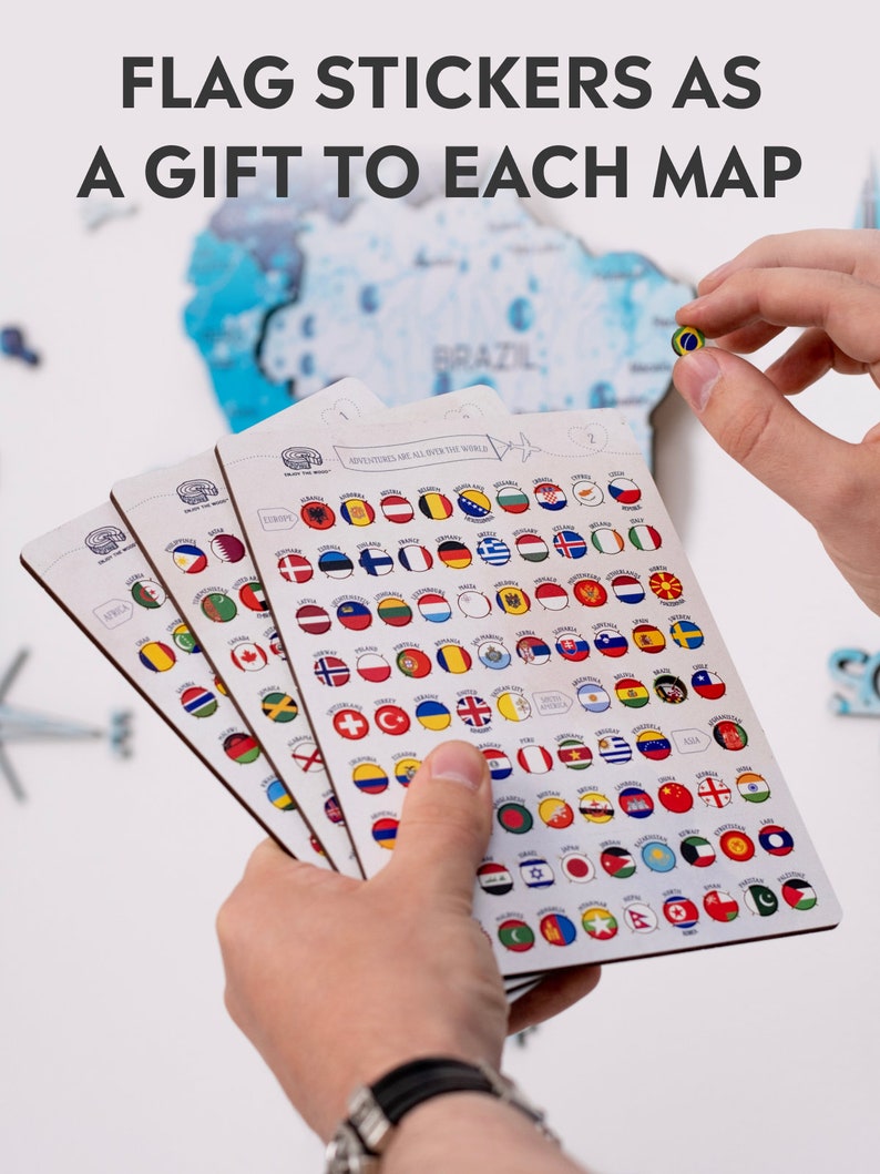 World Map Wall Art, Home Decor, 5th Anniversary Gift, Travel Tracker Map Push Pin, New Apartment Gift, Homeowner Gift, Enjoy The Wood image 3