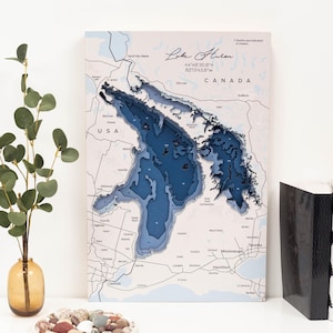 3d Huron Lake Map, Wooden Great Lakes Map, Modern Home Decor, USA Travel Lover Gift, Unique Gift for Him, Adventure Map Gift, Handmade Gift