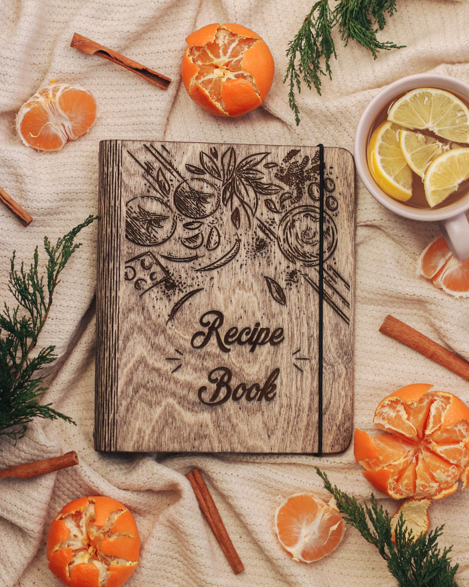 Personalized Wooden Recipe Book Binder Custom Journal Cookbook Etsy