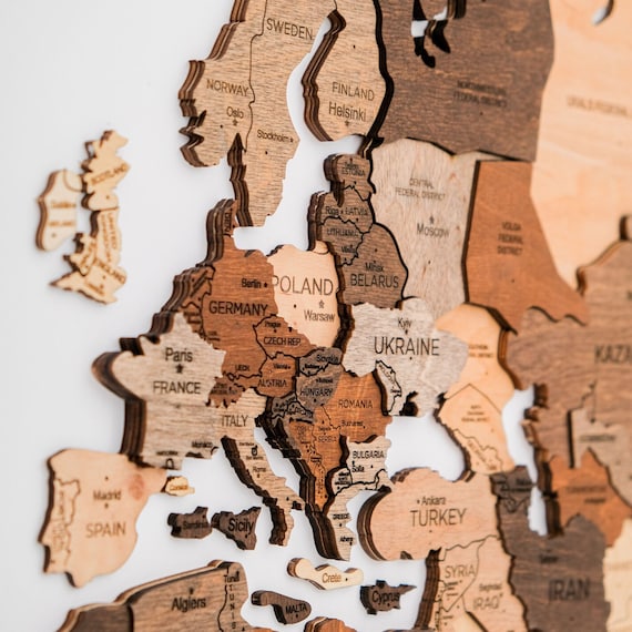 Wood World Map, Wooden Wall Decor, Home Decor, Travels Gift, Home Decor