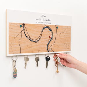 Regalo de aniversario de bodas, regalos para mejorar el hogar, llavero magnético de pared, mapa de ubicación personalizado, mapa de la ciudad personalizado, regalo para un nuevo hogar