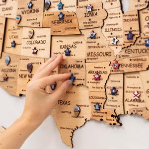 Nationalpark Karte Reise-Tracker USA Karte mit Pins Wandbehänge Zuhause Geschenk Zustand besucht Karte Hölzern Dekor Jahrestag Geschenk für Mann