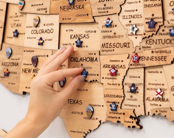 Nationalpark Karte Reise-Tracker USA Karte mit Pins Wandbehänge Zuhause Geschenk Zustand besucht Karte Hölzern Dekor Jahrestag Geschenk für Mann