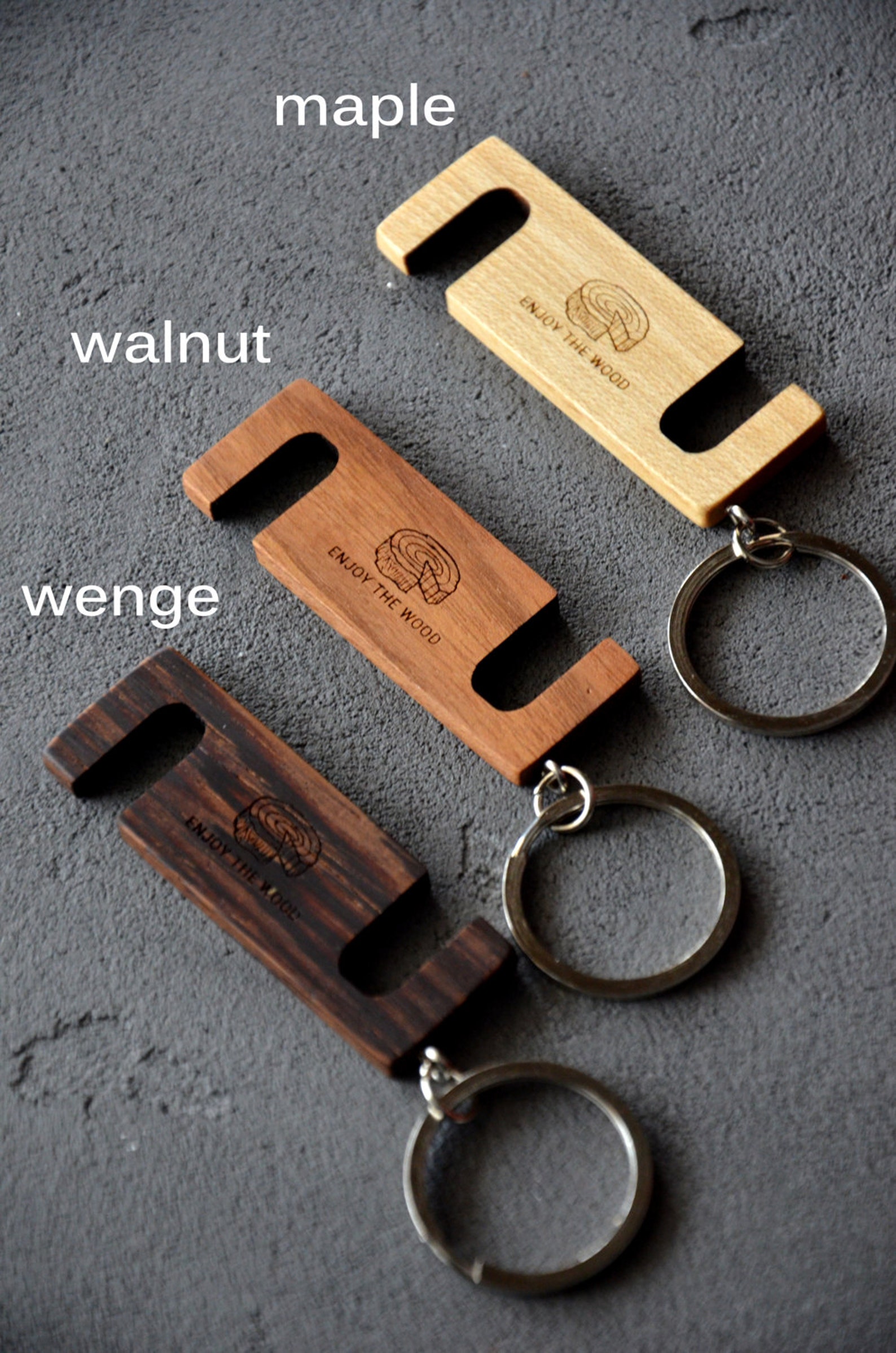 Custom Phone Stand Key Chain Personalized iPhone Holder Wood Etsy