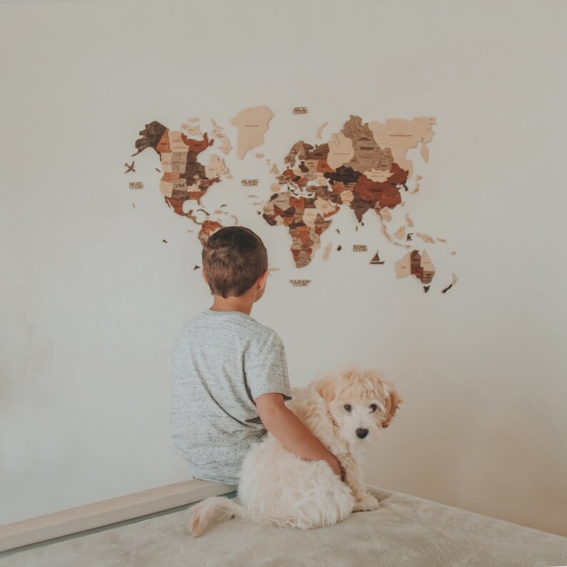 Wooden World Map Framed Wall Art Living Room Wall Decor Etsy