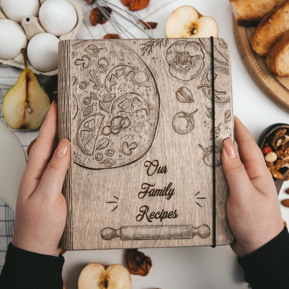 Personalized Blank Recipe Book NEW Wooden Family Custom Cookbook