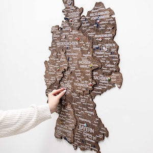 Mappa della Germania in legno 3D, mappa in legno della Germania, decorazione da parete per la casa, decorazione per l'appartamento, regalo di inaugurazione della casa, regalo di anniversario, regalo per la festa del papà