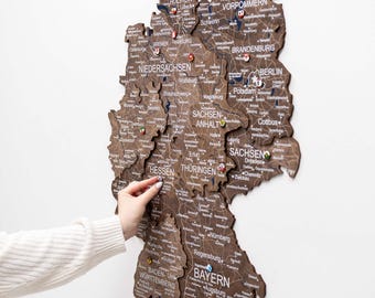 Wooden Germany Map 3D, Deutschland Holzkarte, Home Decor Wall Art, Apartment Decor, Housewarming Gift, Anniversary Gift, Father's Day Gift
