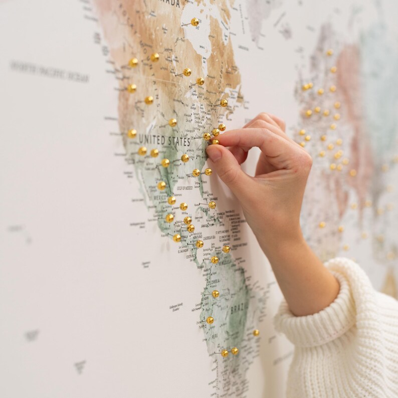 Places You've Been World Map, Detailed Push Pin Travel Map Visited Countries image 14