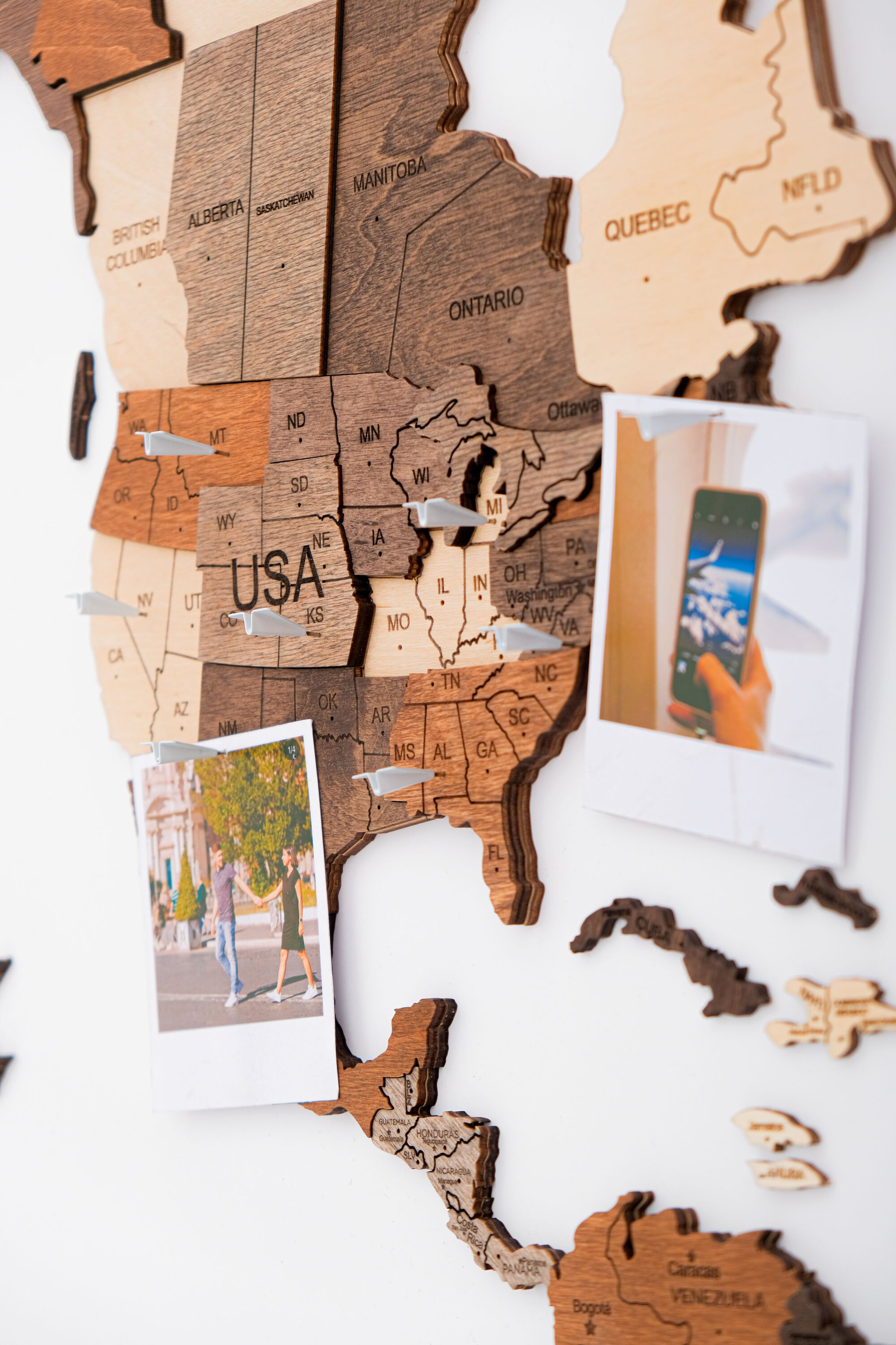 Wooden World Map with Pins Personalize Gift 5th Etsy